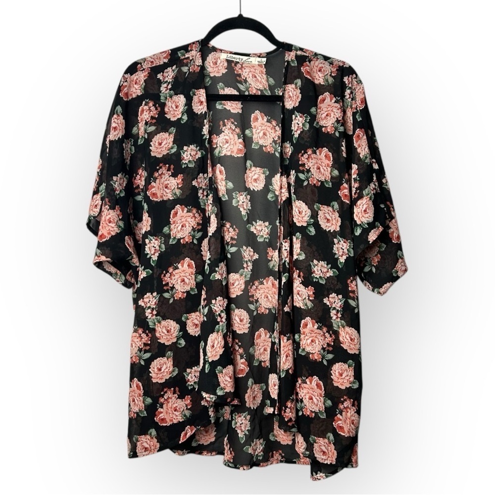 Liberty Love Floral Sheer Duster Cardigan L